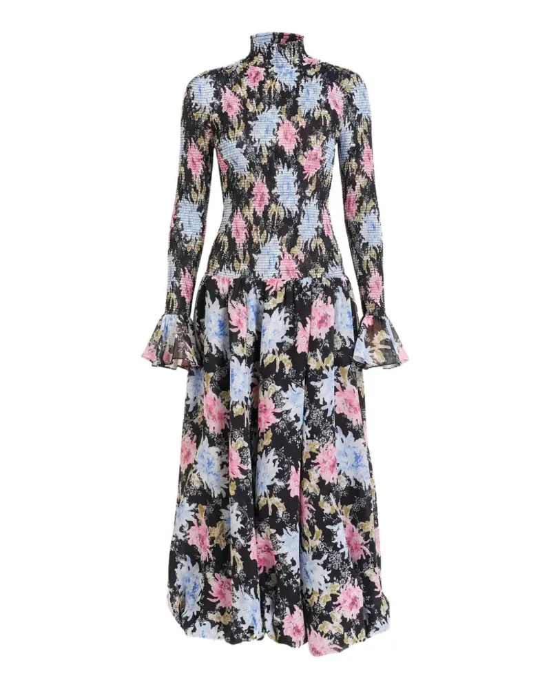 Cinq à Sept Ikat Dahlia Ismene Midikleid - Schwarz Schwarz