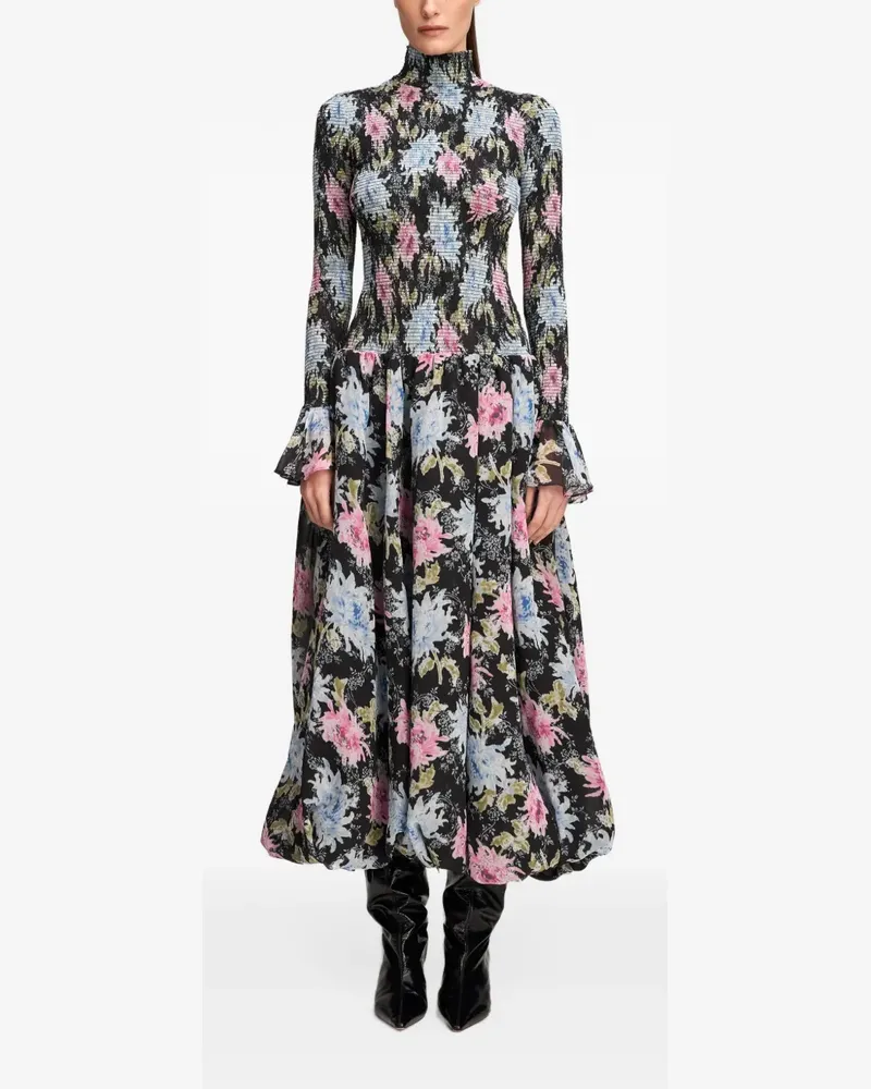 Cinq à Sept Ikat Dahlia Ismene Midikleid - Schwarz Schwarz