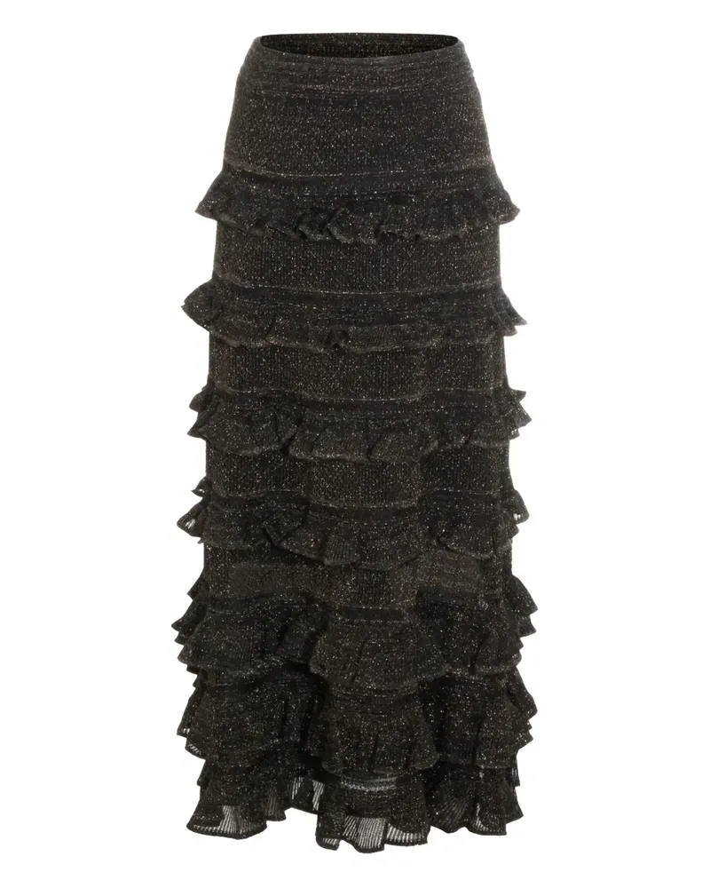 Zimmermann midi ruffled tiers skirt - Schwarz Schwarz