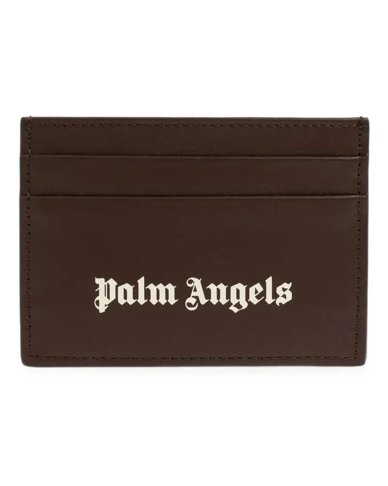 Palm Angels logo-print leather card holder - Braun Braun