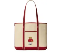 Shopper aus Canvas mit Polo Bear - Nude