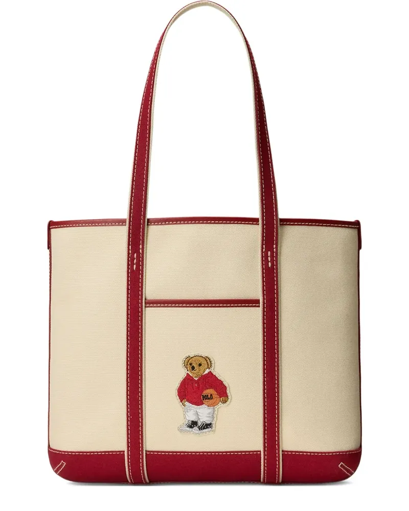 Ralph Lauren Canvas-Tote Bag mit Bärenstickerei - Nude Nude