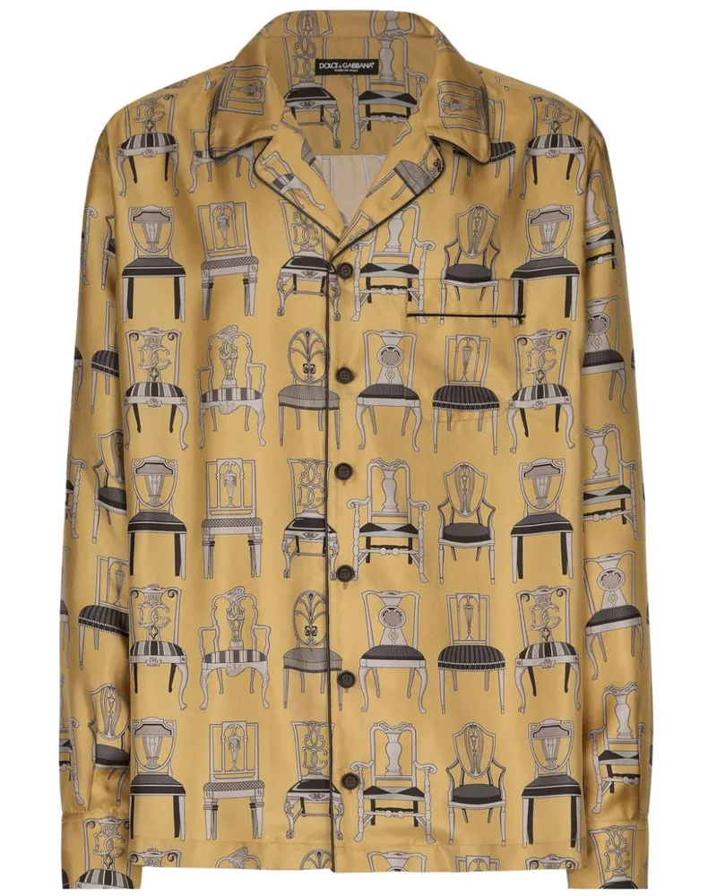 Dolce & Gabbana Hemd mit Stuhl-Print - Braun Braun