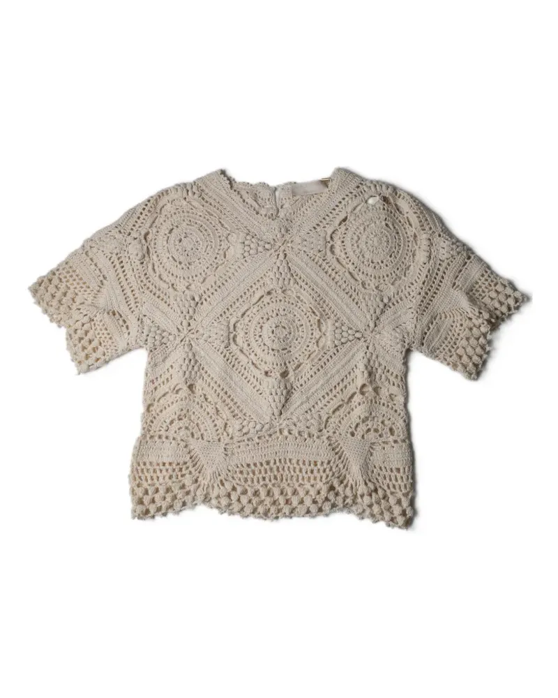 Ulla Johnson Maddalena short-sleeve crochet top - Nude Nude
