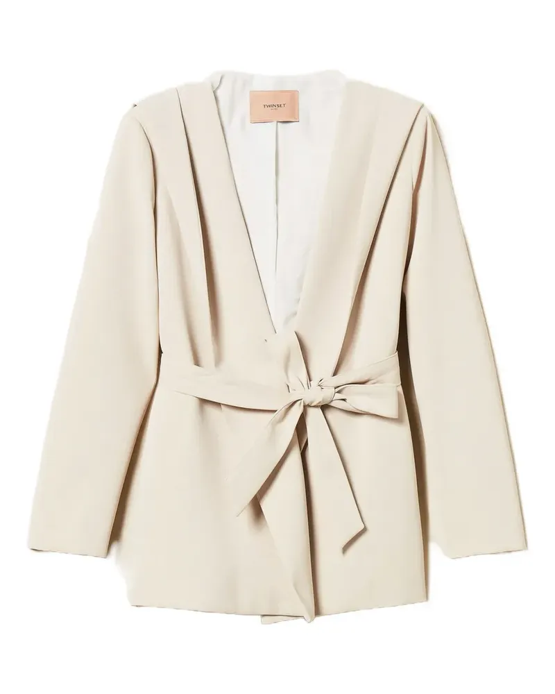 Twin-Set belted-fastening blazer - Nude Nude