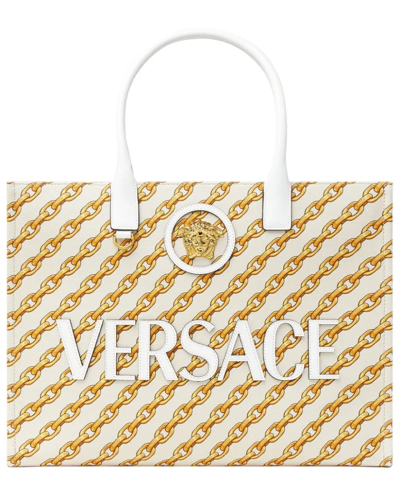 Versace Große Chain Stripes La Medusa Tote Bag - Nude Nude