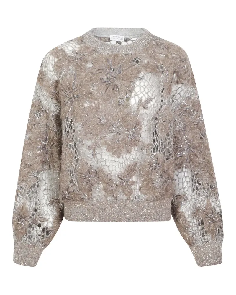 Brunello Cucinelli Pullover mit Whispering Bloom-Stickerei - Braun Braun