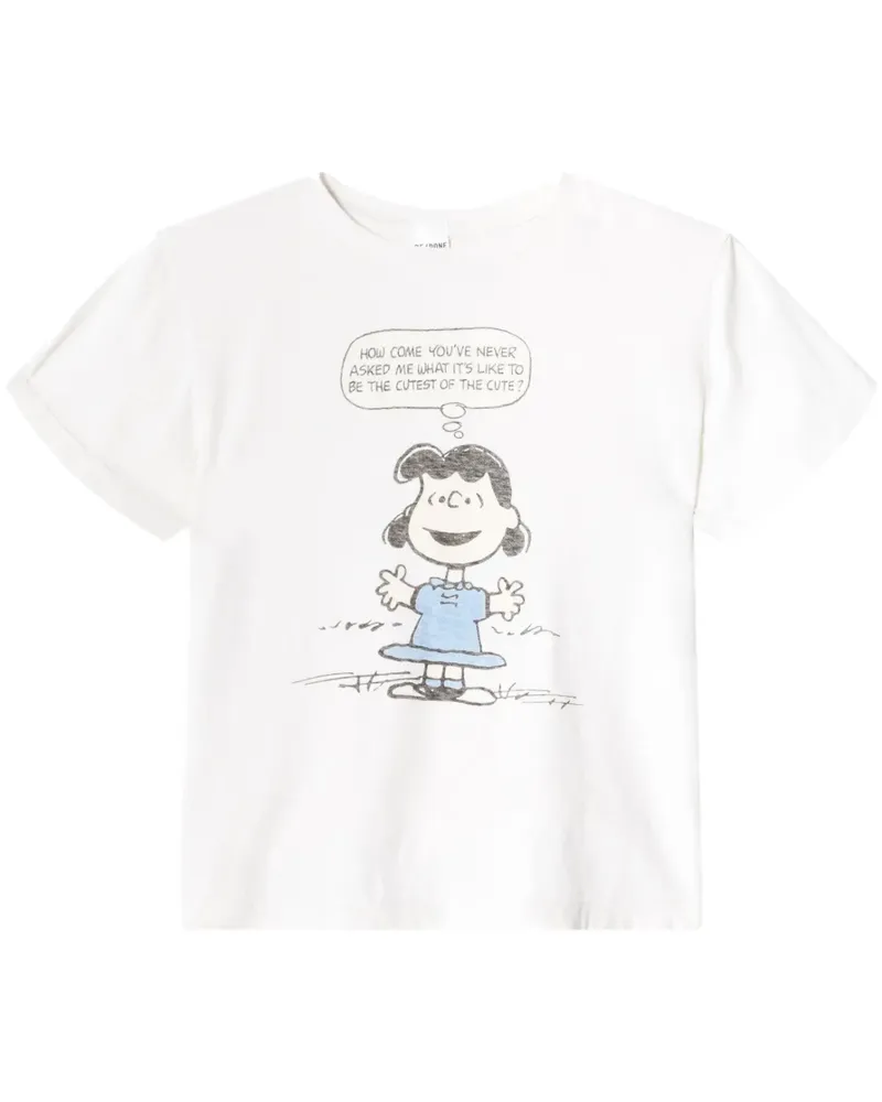 RE/DONE T-Shirt im Cropped-Design - Weiß Weiß