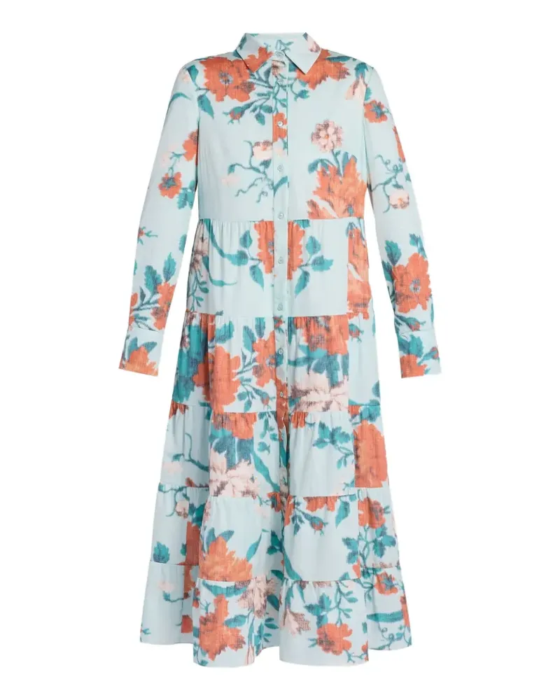 Erdem floral-print tiered dress - Blau Blau