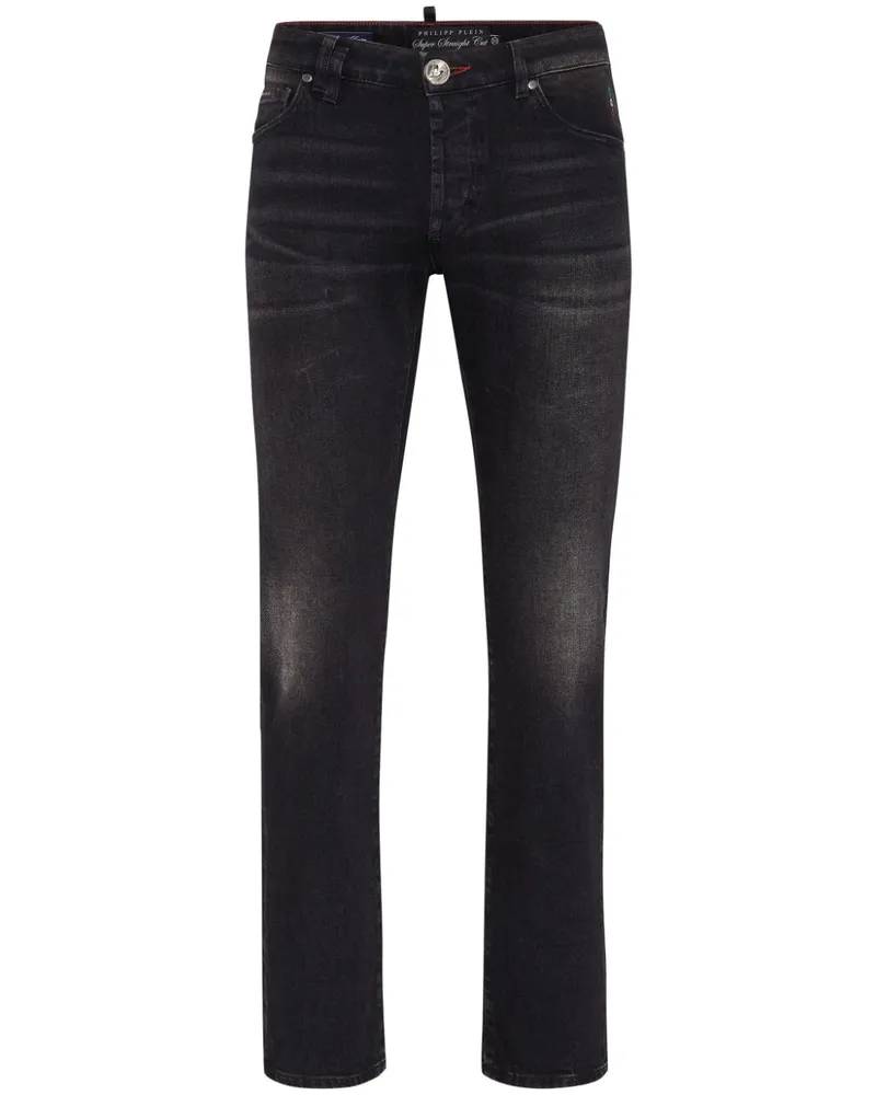 Philipp Plein Gerade Jeans mit Patch-Detail Schwarz