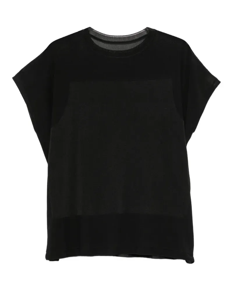 Issey Miyake T-Shirt mit angeschnittenen Ärmeln - Schwarz Schwarz