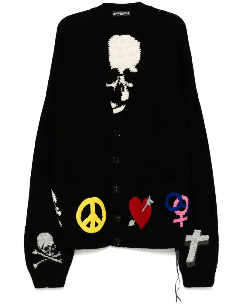 Mastermind World Cardigan mit Motiv-Print - Schwarz Schwarz