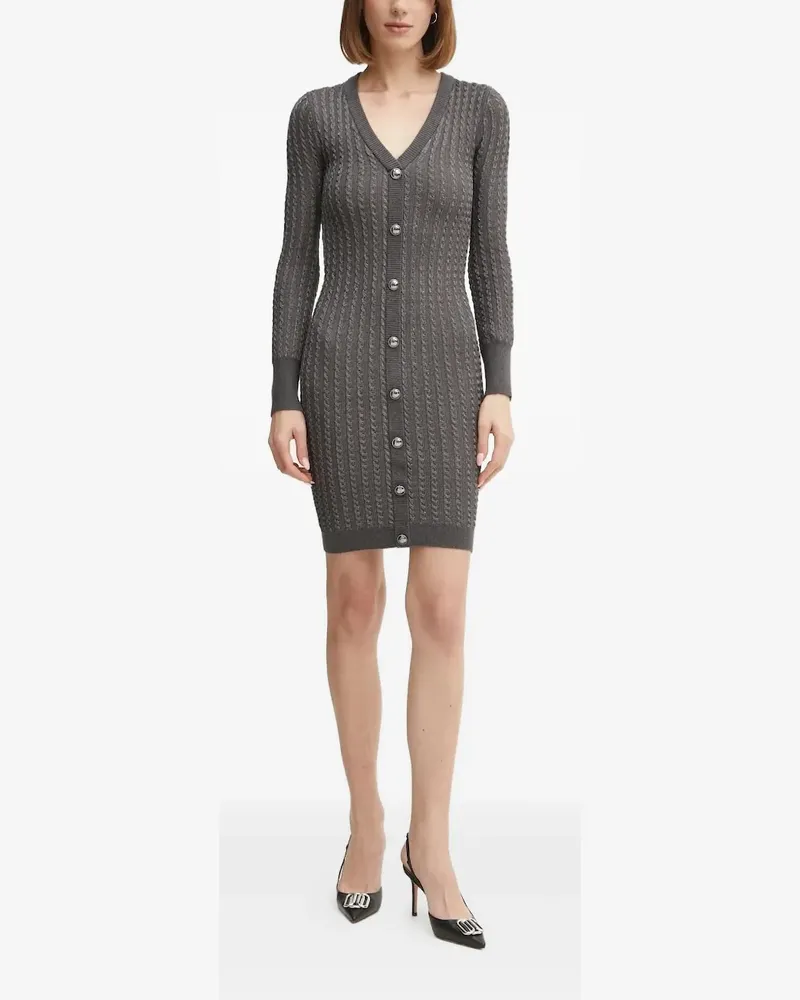 Guess Geknöpftes Midikleid mit Zopfmuster - Grau Grau