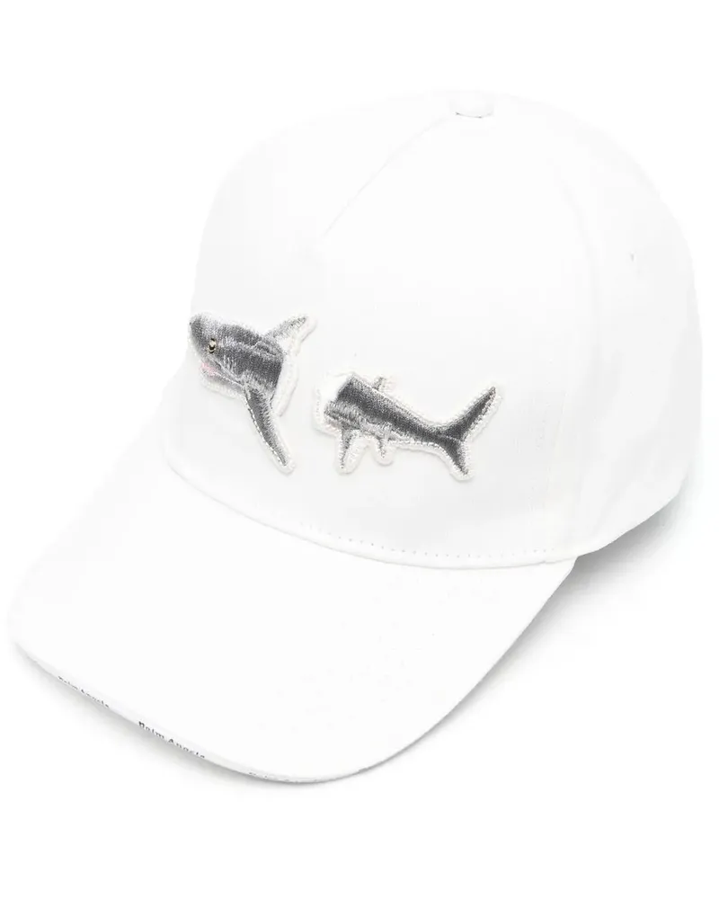 Palm Angels Baseballkappe mit aufgesticktem Hai - Weiß Weiß