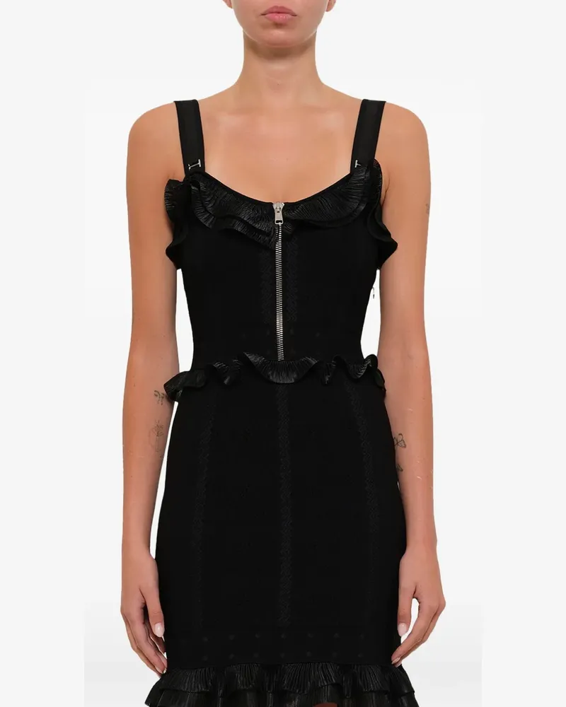Alexander McQueen Jacquard-Kleid mit Rüschenborten - Schwarz Schwarz