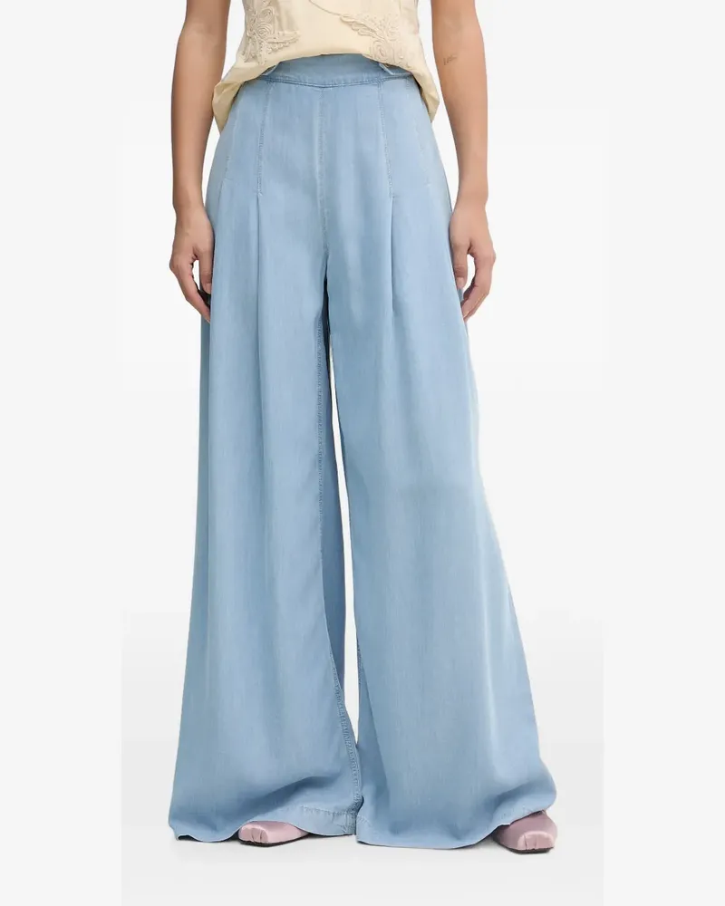 Blumarine flower-detail pleated jeans - Blau Blau