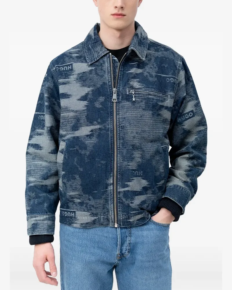 HUGO BOSS Jacke mit Logo-Print - Blau Blau