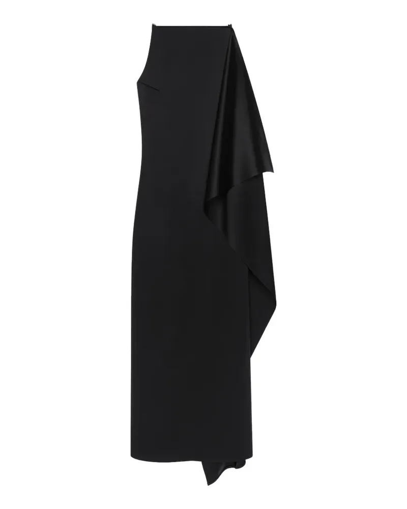Courrèges Drapiertes Midikleid aus Satin - Schwarz Schwarz