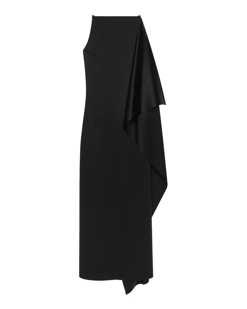 Courrèges Drapiertes Midikleid aus Satin - Schwarz Schwarz