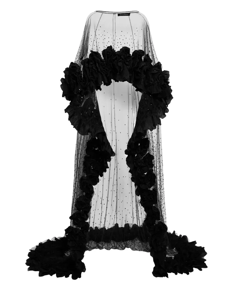 Jenny Packham Maxikleid mit Rüschendetail - Schwarz Schwarz