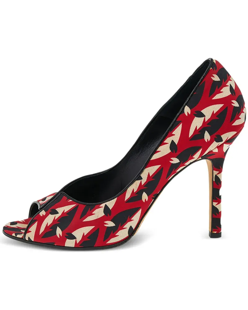 Manolo Blahnik Pre-owned Peeptoe-Pumps mit abstraktem Muster 105mm - Rot Rot