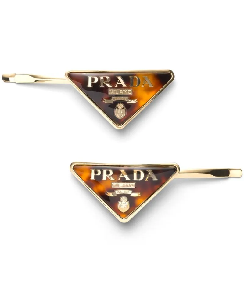 Prada Haarspangen mit Logo-Gravur - Gold Gold