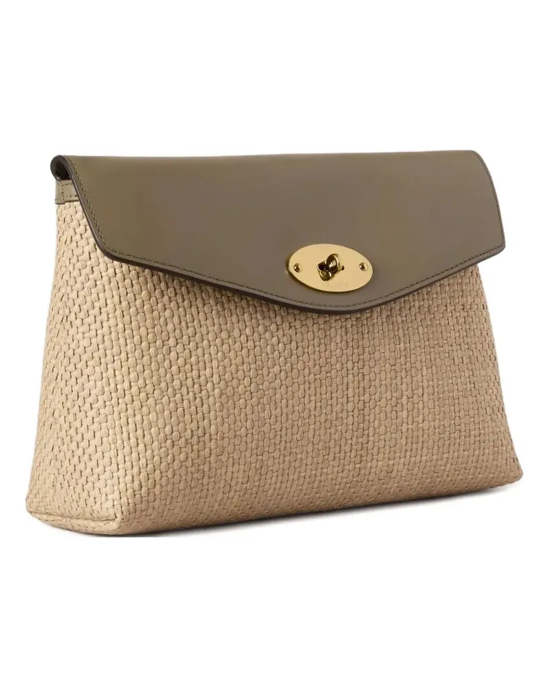 Mulberry Große Darley Clutch aus gewebtem Raffiabast - Nude Nude