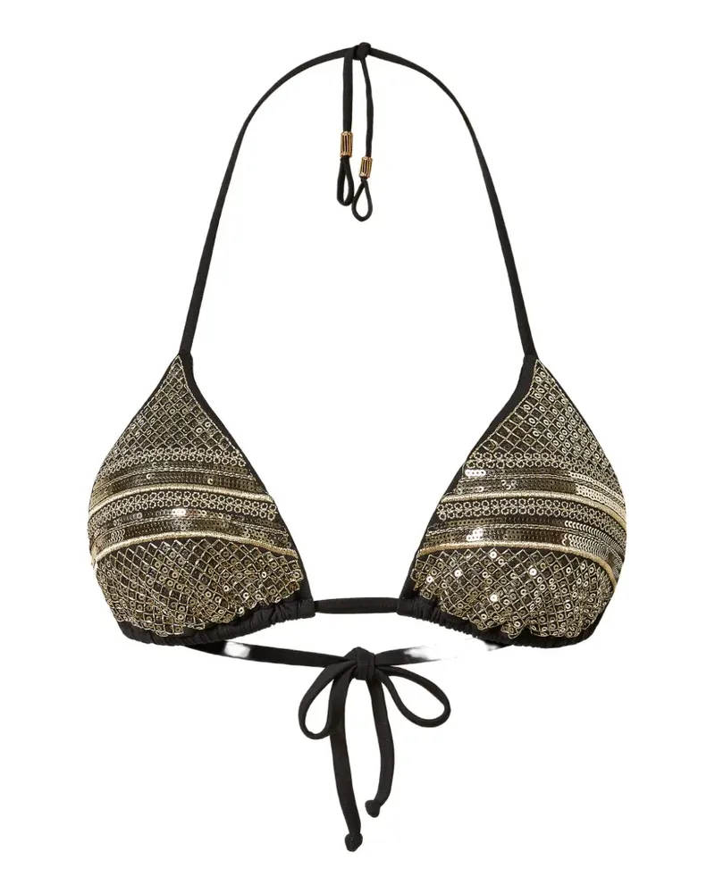 Twin-Set sequin-embroidered triangle bikini - Schwarz Schwarz