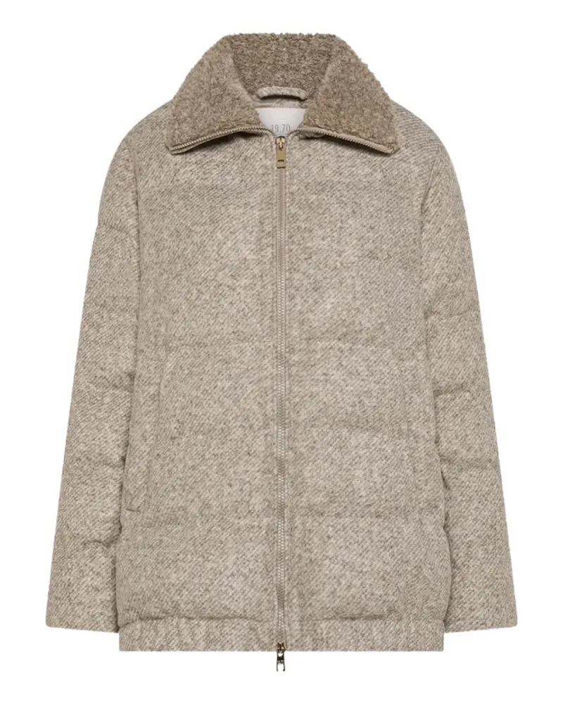 Seventy shearling-collar quilted coat - Nude Nude