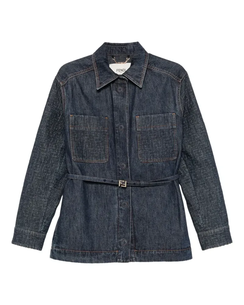 Fendi Jacke mit FF-Logo und Gürtel - Blau Blau