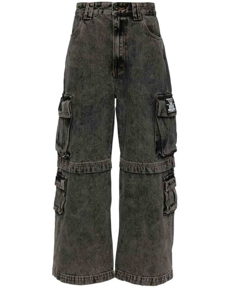 Musium Div. Cargohose mit Logo-Patch - Schwarz Schwarz