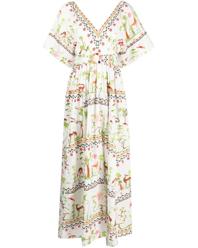 Hayley Menzies Midikleid mit Print - Weiß Weiß