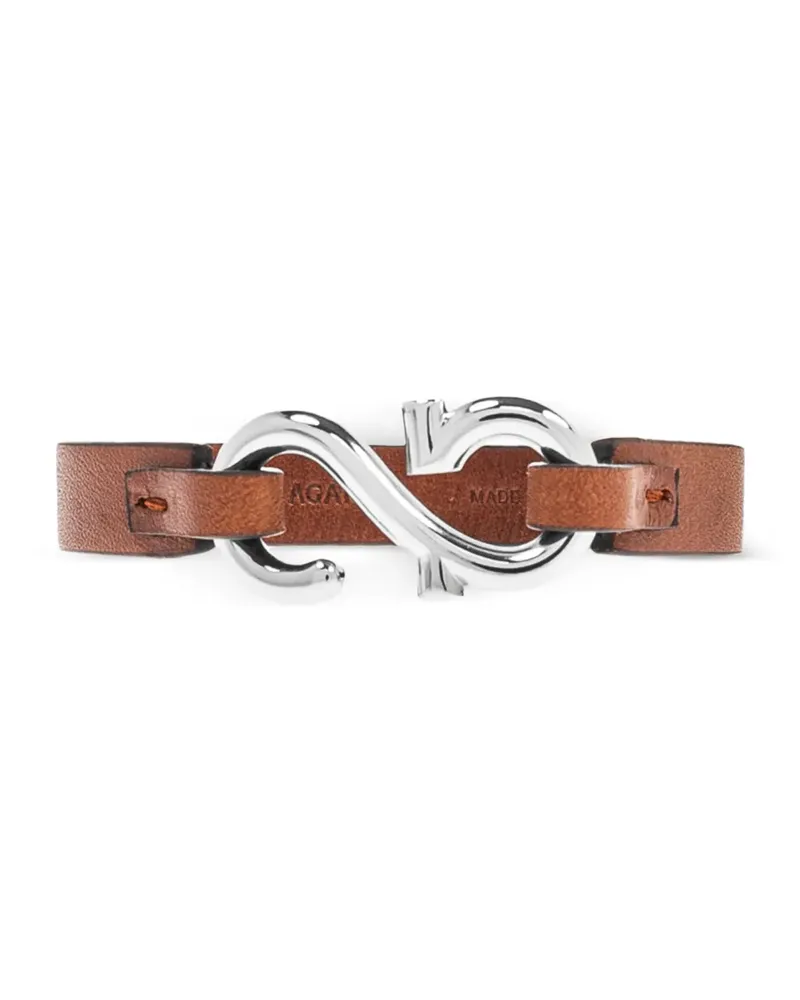 Ferragamo Lederarmband mit Gancini-Detail - Silber Silber