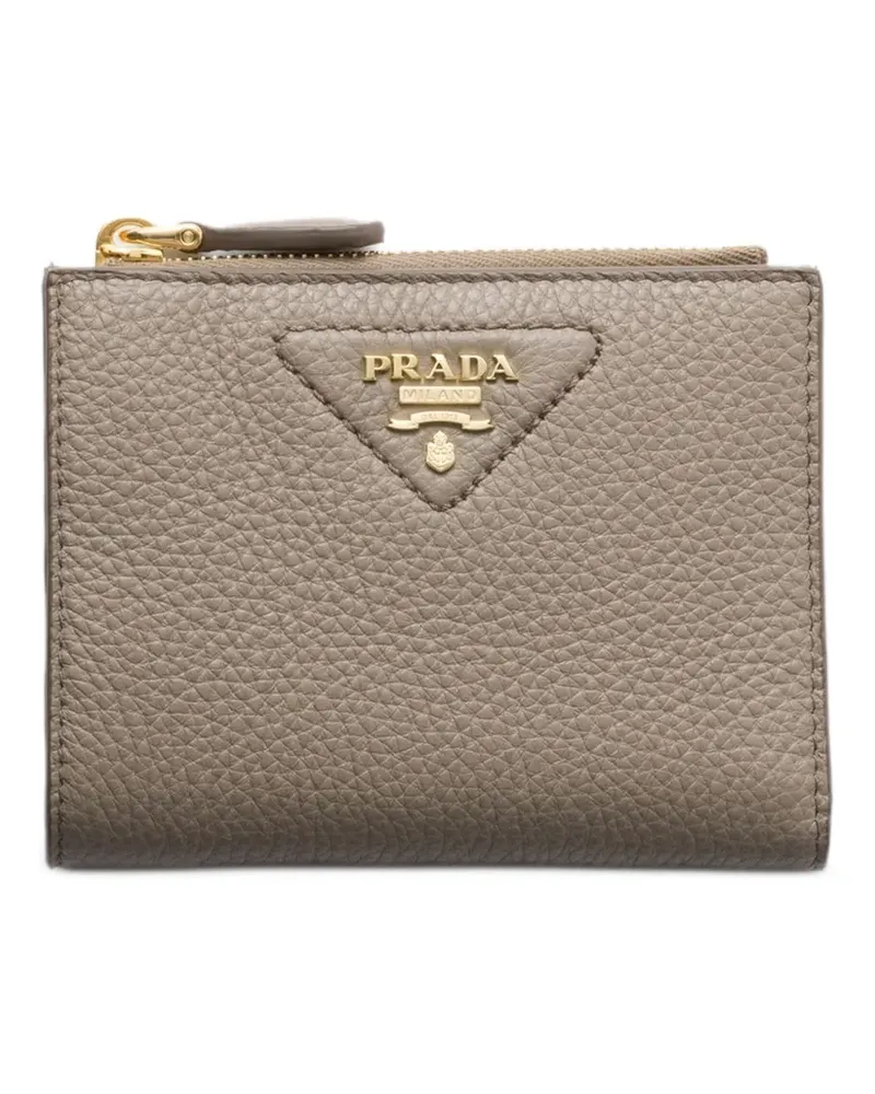 Prada Kleines Portemonnaie aus gekörntem Leder - Nude Nude