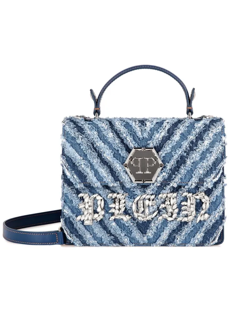 Philipp Plein Großer Denim Shopper Blau