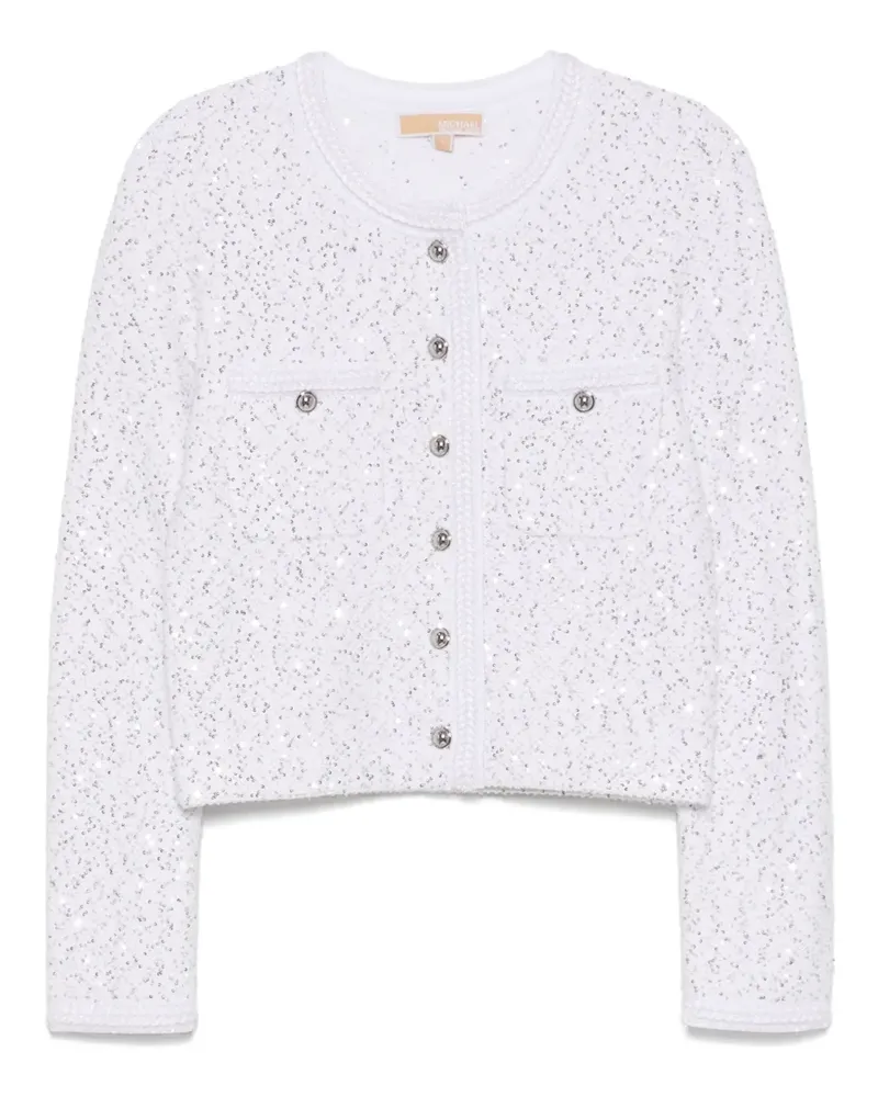 Michael Kors Gestrickte Jacke im Metallic-Look - Weiß Weiß