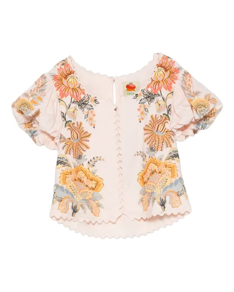 FARM Rio Oberteil mit Wellensaum und Blumenprint - Rosa Rosa