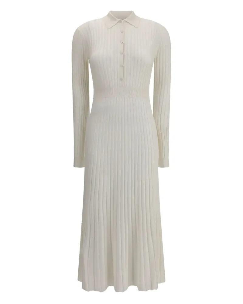 Gabriela Hearst Geripptes Kleid mit Polokragen - Nude Nude