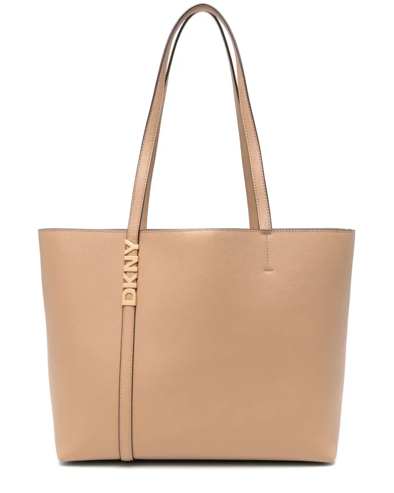 DKNY Mittelgroße Tote Bag mit Logo-Schild - Nude Nude
