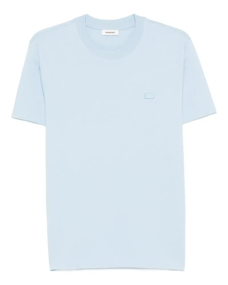 Sandro T-Shirt mit Logo-Patch - Blau Blau