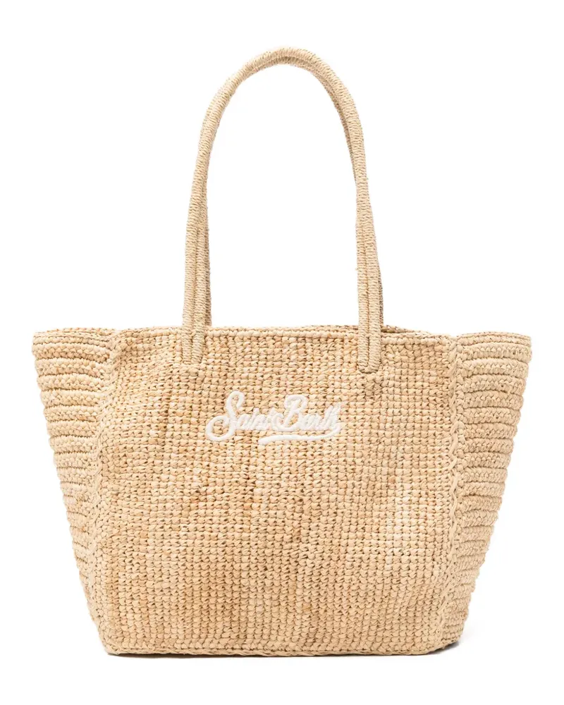 MC2 Saint Barth logo-embroidered woven tote bag - Nude Nude