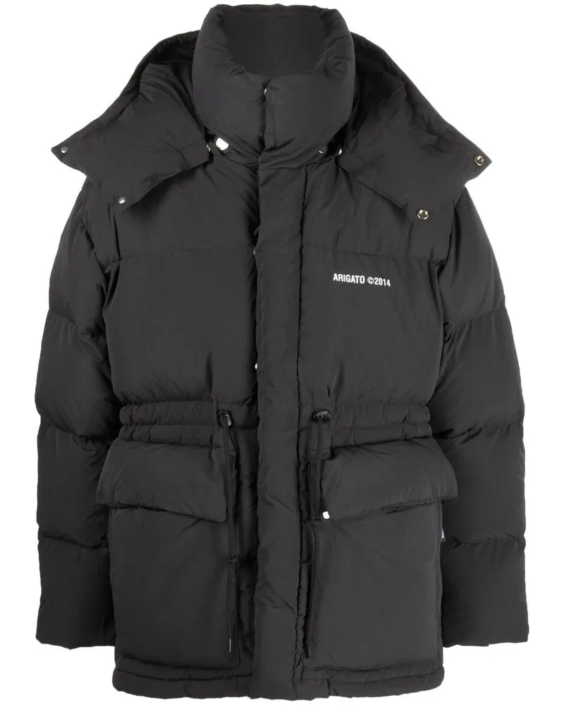 Axel Arigato Gefütterter Mantel mit Logo-Print - Schwarz Schwarz