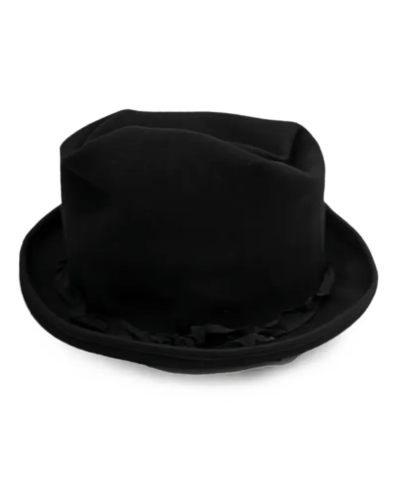 Yohji Yamamoto ruffled-trim fedora hat - Schwarz Schwarz
