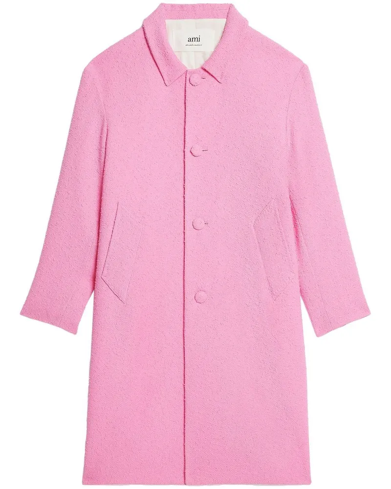 AMI Paris Einreihiger Tweed-Mantel - Rosa Rosa