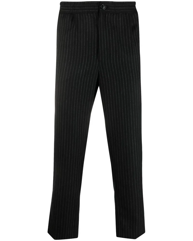 AMI Paris Cropped-Jogginghose mit Nadelstreifen - Schwarz Schwarz
