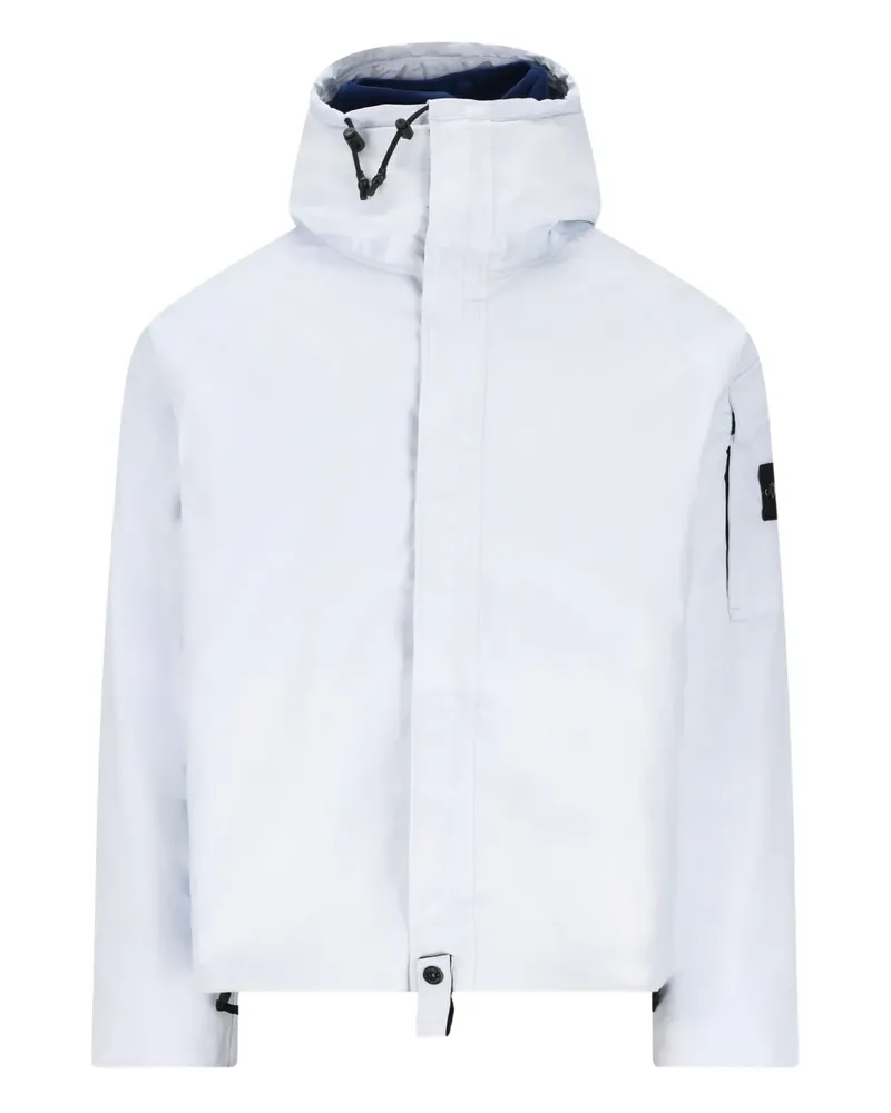 Stone Island hooded logo-patch jacket - Weiß Weiß