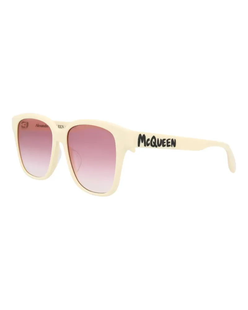Alexander McQueen Eckige Sonnenbrille mit Logo-Print - Nude Nude