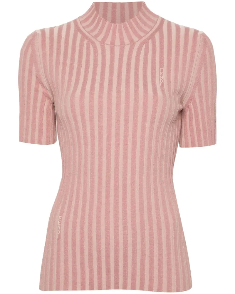 Fendi Oberteil mit Logo-Intarsie - Rosa Rosa