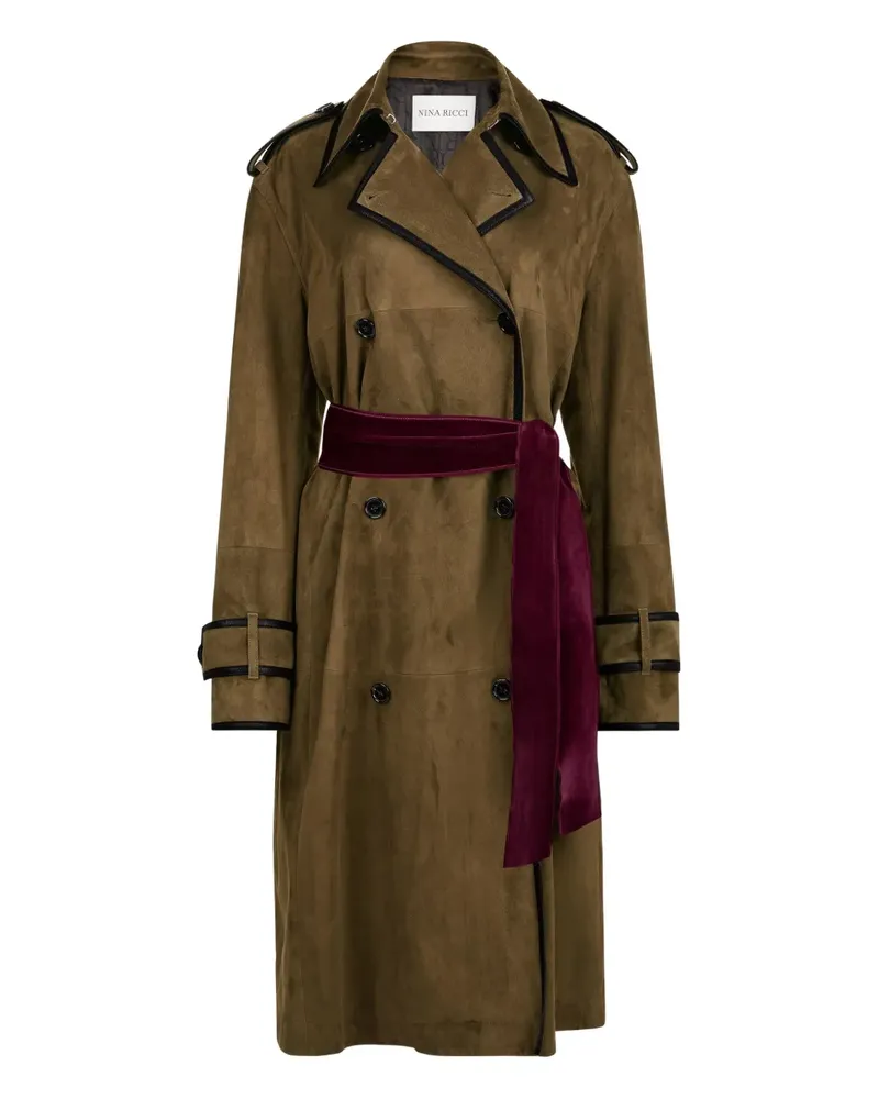 Nina Ricci Ledermantel mit Gürtel - Grün Grün