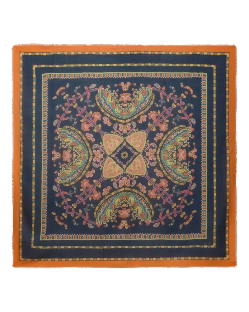Etro Geometrisch gemusterter Schal mit Blumenmotiv - Blau Blau